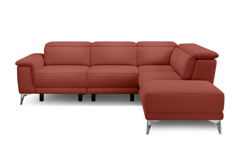 Valencia Pista Modern Fabric Reclining Sectional Sofa with Right-Hand Facing Chaise, Red