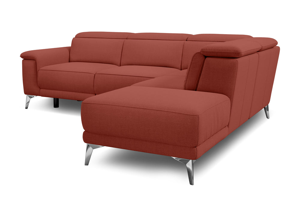 Valencia Pista Modern Fabric Reclining Sectional Sofa with Right-Hand Facing Chaise, Red