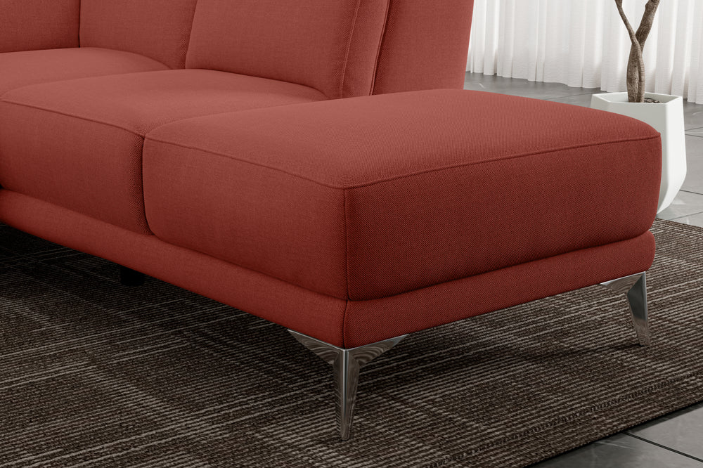 Valencia Pista Modern Fabric Reclining Sectional Sofa with Right-Hand Facing Chaise, Red