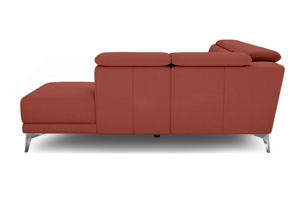 Valencia Pista Modern Fabric Reclining Sectional Sofa with Right-Hand Facing Chaise, Red