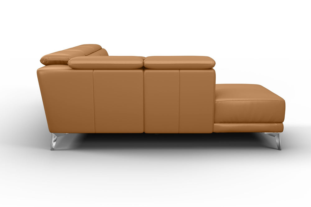 Valencia Pista Modern Top Grain Leather Reclining Sectional Sofa with Left-Hand Facing Chaise, Tan