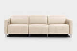 Valencia Isla Modern Top Grain Leather Reclining Sofa, Three Seats, Beige