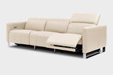 Valencia Isla Modern Top Grain Leather Reclining Sofa, Three Seats, Beige