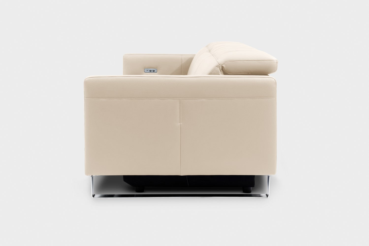 Valencia Isla Modern Top Grain Leather Reclining Sofa, Three Seats, Beige