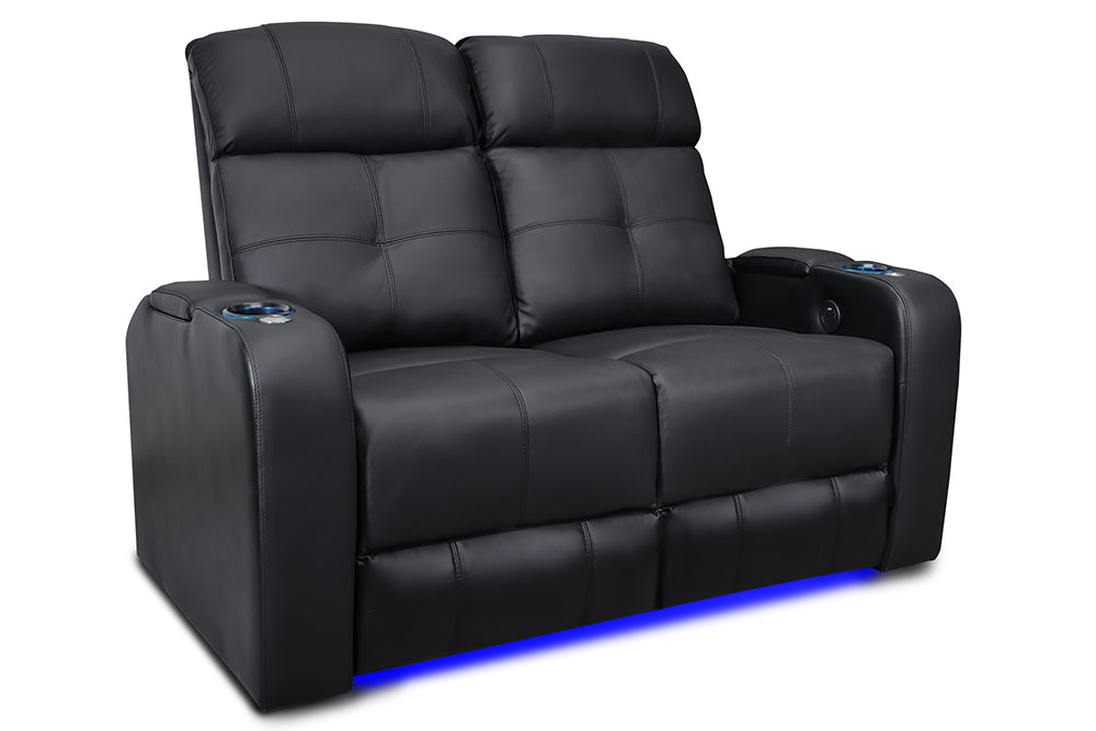Valencia Verona Power Headrest Row of 2 Loveseat Black