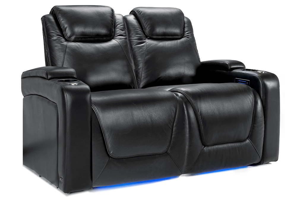 Valencia Oslo Modern Home Cinema Seating Row of 2 Loveseat Midnight Black