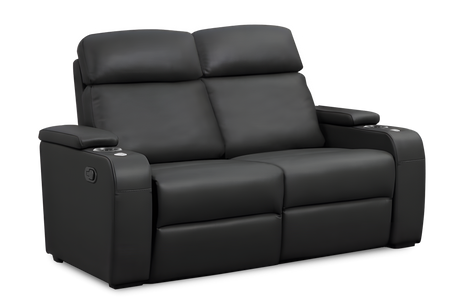 Valencia Bellagio Home Cinema Seating Manual Recliner Row of 2 Loveseat, Black