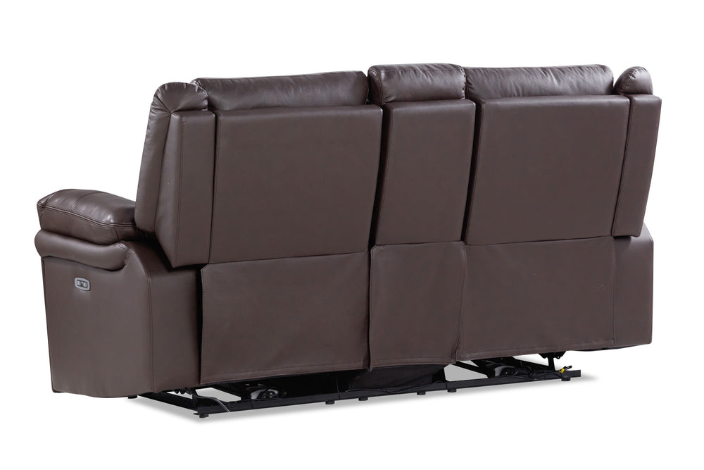 Valencia Charlie Italian Nappa leather 11000 Recliner Loveseat with Console, Dark Chocolate