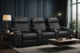 Valencia Bellagio Home Cinema Seating Manual Recliner Row of 3, Black