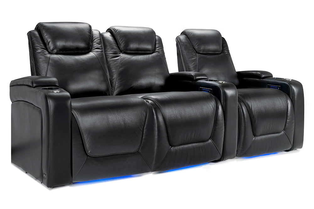 Valencia Oslo Modern Home Cinema Seating Row of 3 Loveseat Left Midnight Black