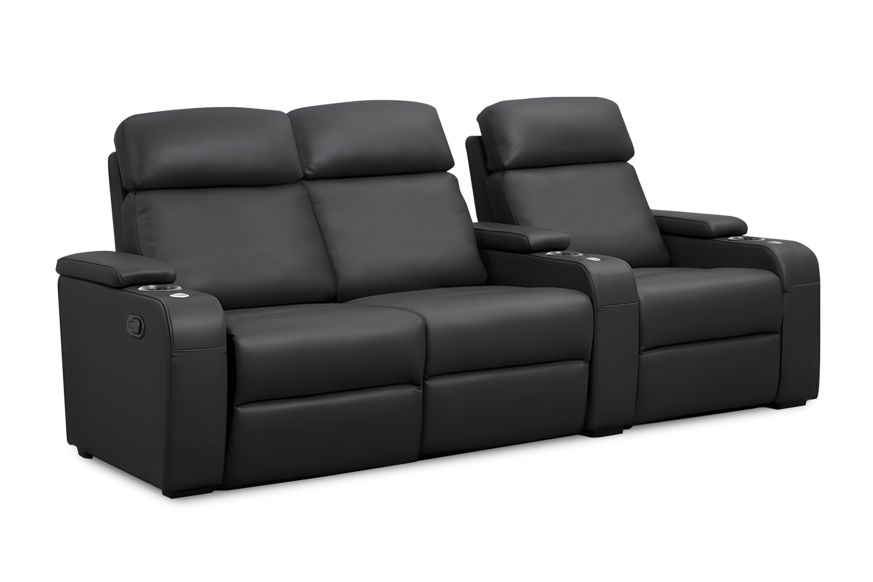 Valencia Bellagio Home Cinema Seating Manual Recliner Row of 3 Loveseat Left, Black