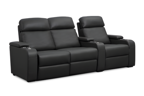 Valencia Bellagio Home Cinema Seating Power Recliner Row of 3 Loveseat Left, Black