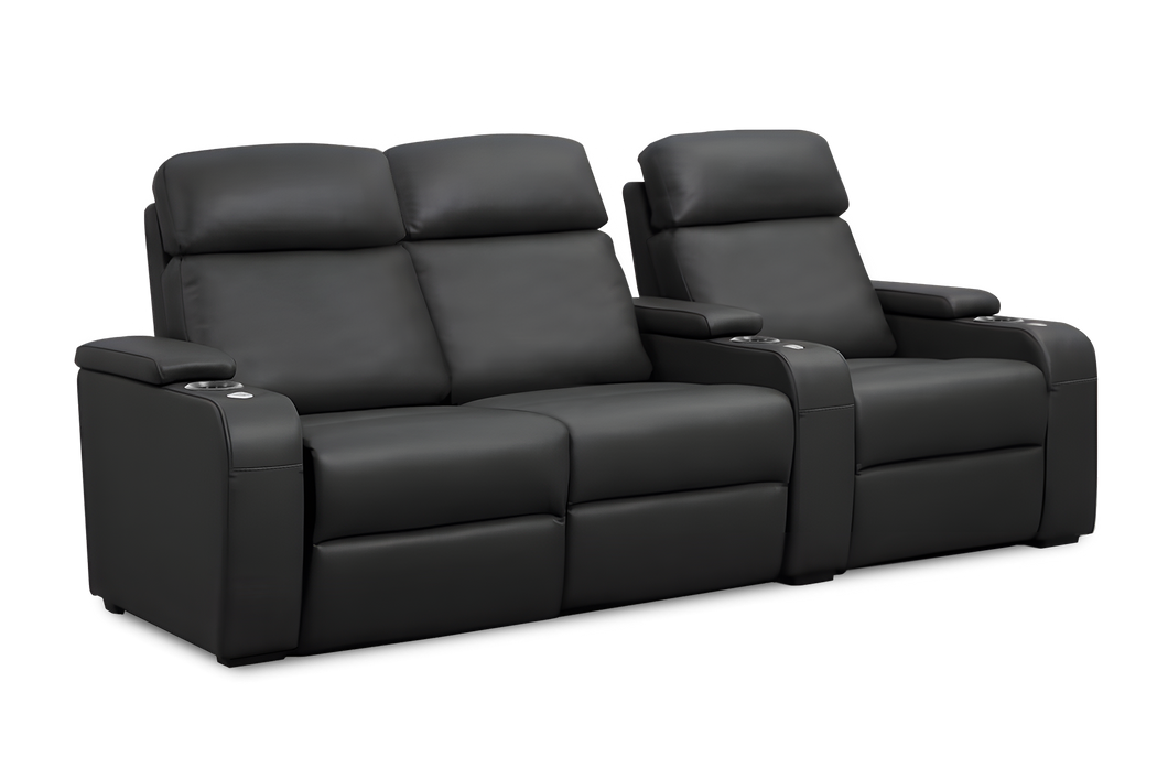 Valencia Bellagio Home Cinema Seating Power Recliner Row of 3 Loveseat Left, Black