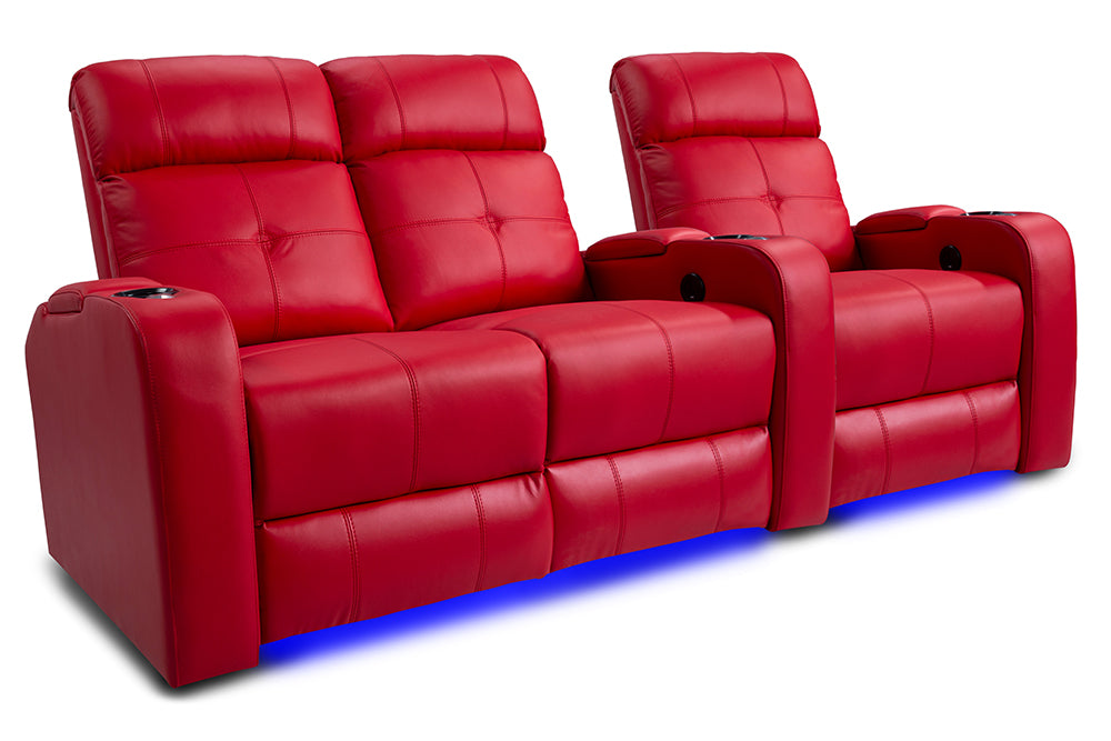 Valencia Verona Home Cinema Seating Row of 3 Loveseat Left Red