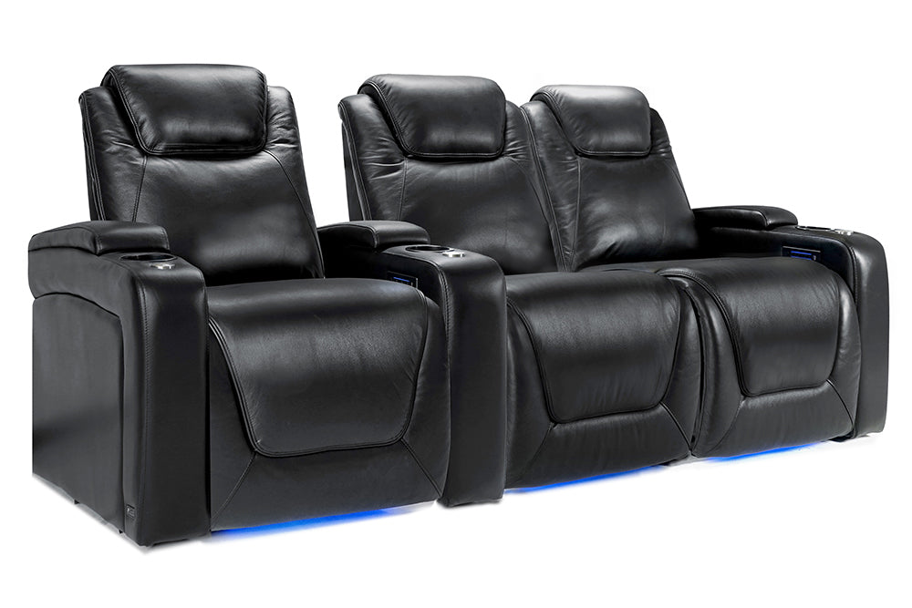 Valencia Oslo Modern Home Cinema Seating Row of 3 Loveseat Right Midnight Black