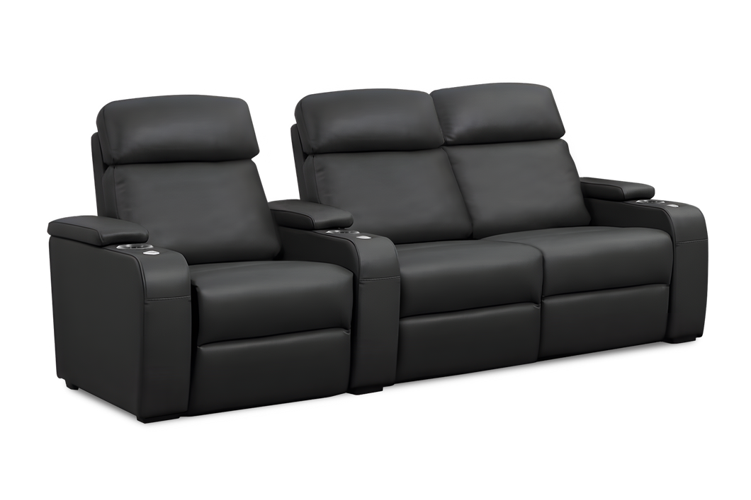 Valencia Bellagio Home Cinema Seating Power Recliner Row of 3 Loveseat Right, Black