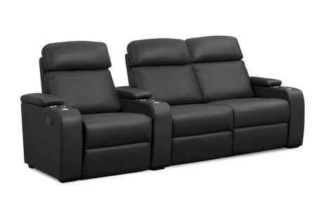 Valencia Bellagio Home Cinema Seating Manual Recliner Row of 3 Loveseat Right, Black