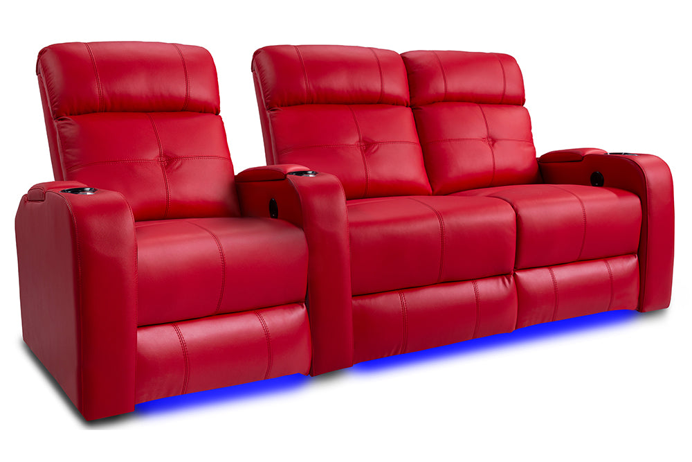 Valencia Verona Home Cinema Seating Row of 3 Loveseat Right Red