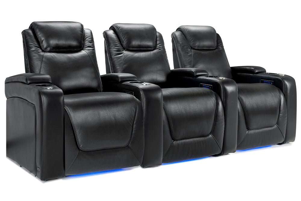 Valencia Oslo Modern Home Cinema Seating Row of 3 Midnight Black