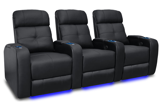 Valencia Verona Power Headrest Row of 3 Black
