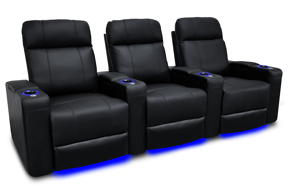 Valencia Piacenza Home Cinema Seating Row of 3 Black