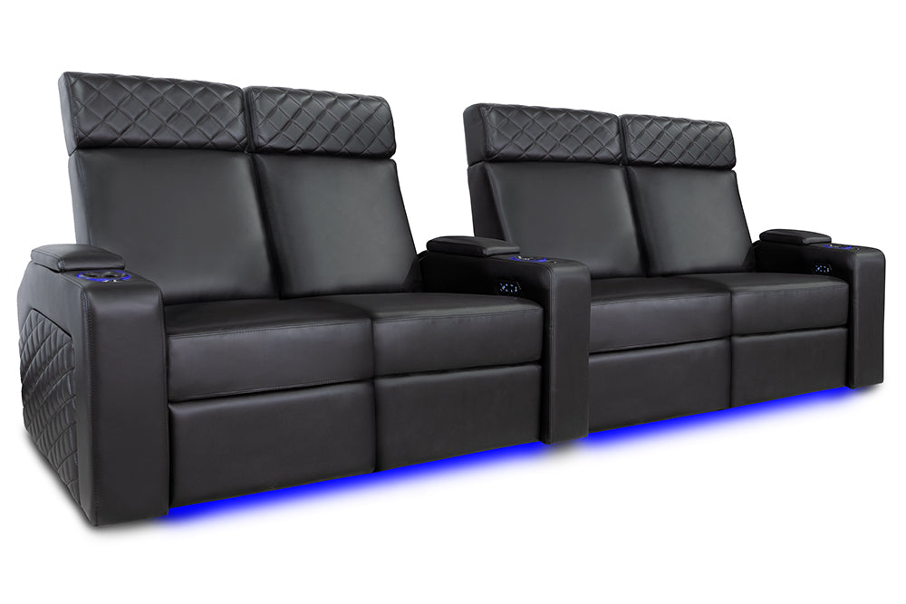 Valencia Zurich Home Cinema Seating Row of 4 Double Loveseat Black