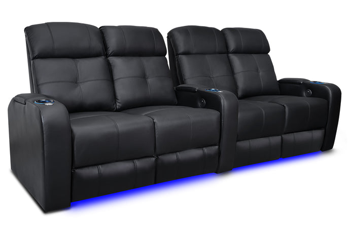 Valencia Verona Power Headrest Row of 4 Double Loveseat Black