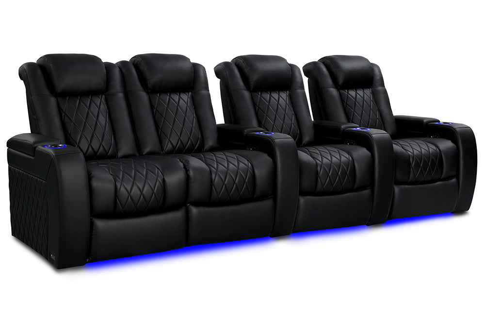 Valencia Tuscany Heat & Massage Home Theater Seating Row of 4 Loveseat Left Black