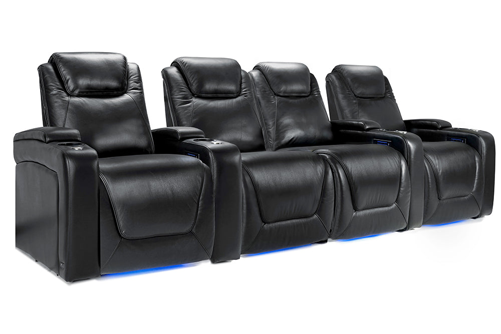 Valencia Oslo Modern Home Cinema Seating Row of 4 Loveseat Center Midnight Black