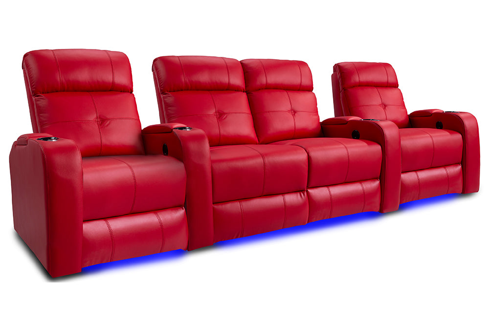 Valencia Verona Home Cinema Seating Row of 4 Loveseat Center Red