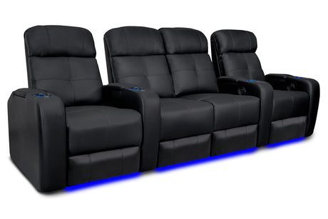 Valencia Verona Power Headrest Row of 4 Loveseat Center Black