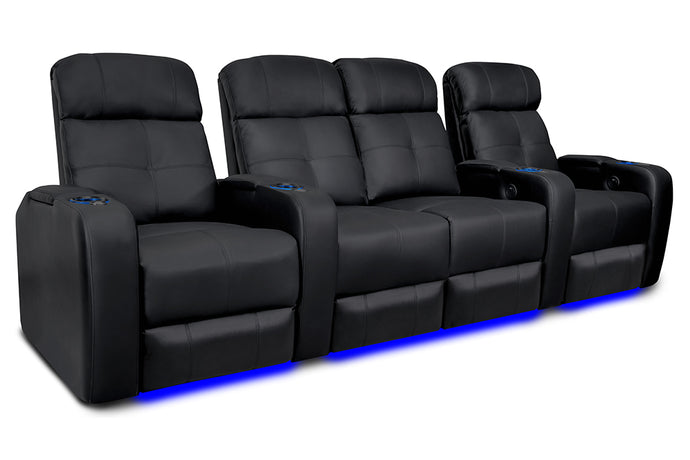 Valencia Verona Power Headrest Row of 4 Loveseat Center Black