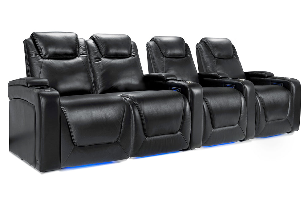 Valencia Oslo Modern Home Cinema Seating Row of 4 Loveseat Left Midnight Black