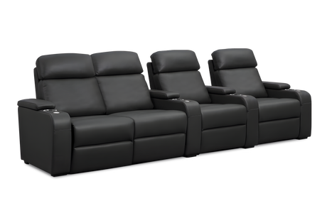 Valencia Bellagio Home Cinema Seating Power Recliner Row of 4 Loveseat Left, Black