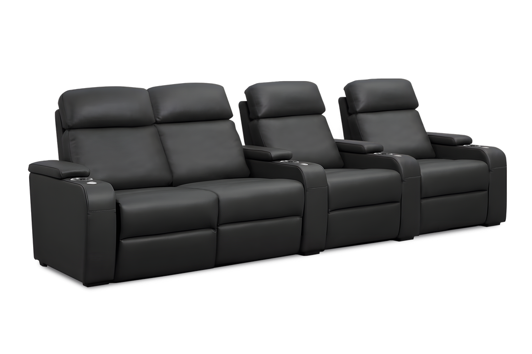 Valencia Bellagio Home Cinema Seating Power Recliner Row of 4 Loveseat Left, Black