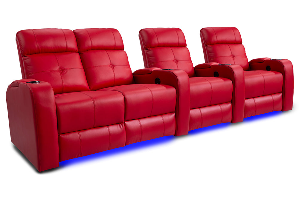 Valencia Verona Home Cinema Seating Row of 4 Loveseat Left Red