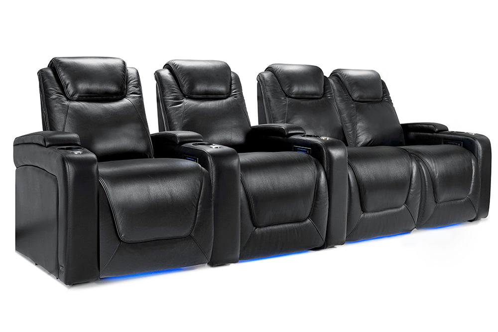 Valencia Oslo Modern Home Cinema Seating Row of 4 Loveseat Right Midnight Black