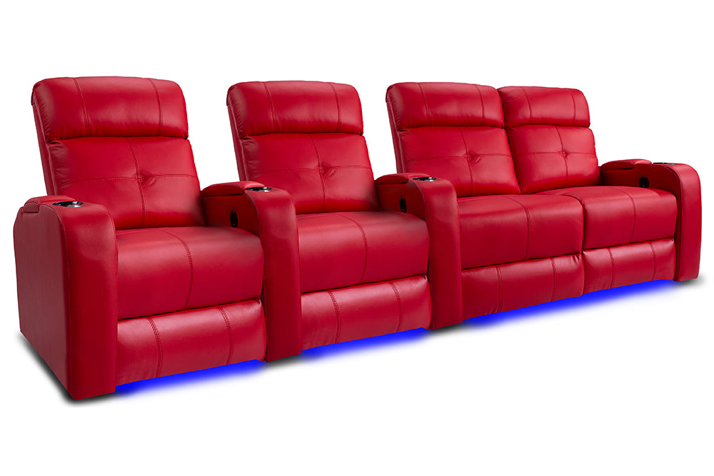 Valencia Verona Home Cinema Seating Row of 4 Loveseat Right Red