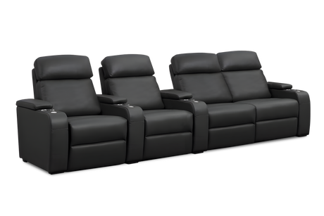 Valencia Bellagio Home Cinema Seating Power Recliner Row of 4 Loveseat Right, Black