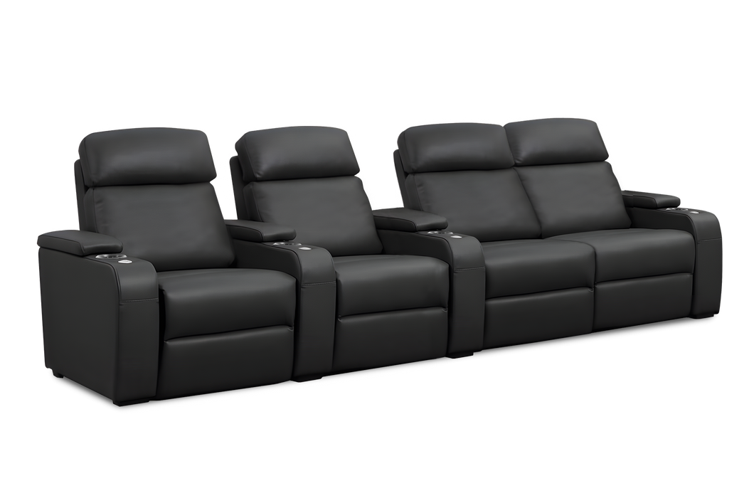Valencia Bellagio Home Cinema Seating Power Recliner Row of 4 Loveseat Right, Black