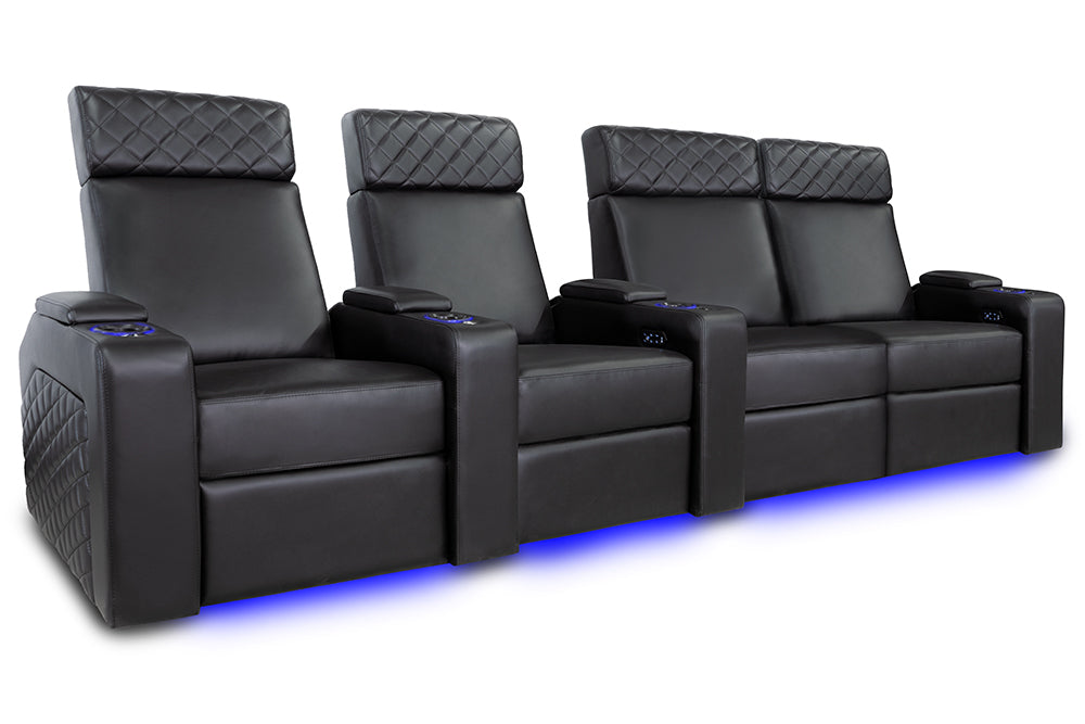Valencia Zurich Home Cinema Seating Row of 4 Loveseat Right Black