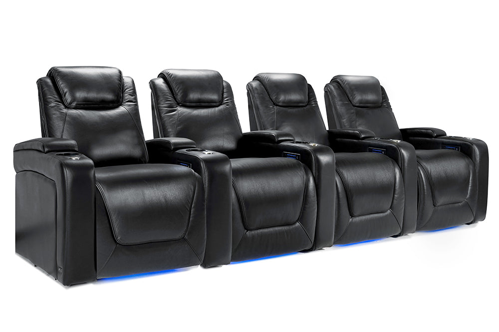 Valencia Oslo Modern Home Cinema Seating Row of 4 Midnight Black