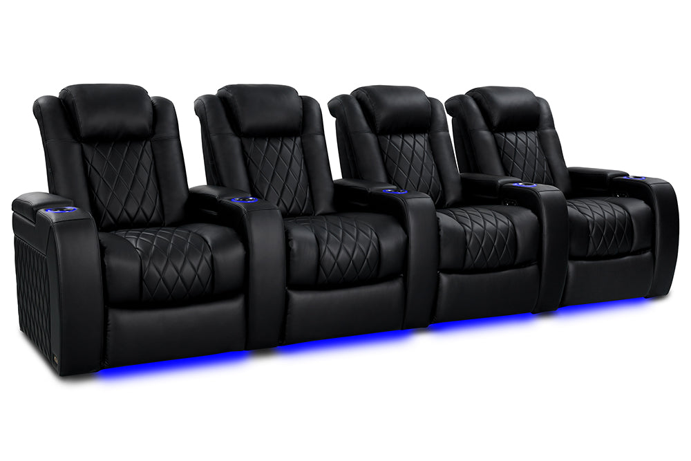 Valencia Tuscany Heat & Massage Home Theater Seating Row of 4 Black