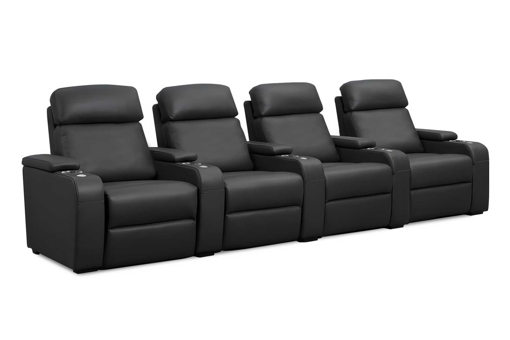 Valencia Bellagio Home Cinema Seating Power Recliner Row of 4, Black