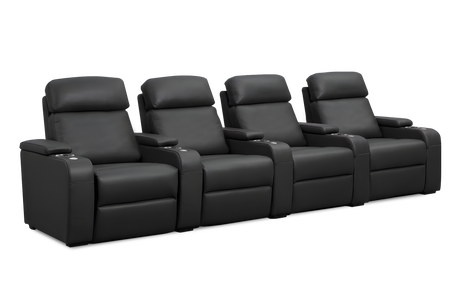 Valencia Bellagio Home Cinema Seating Power Recliner Row of 4, Black