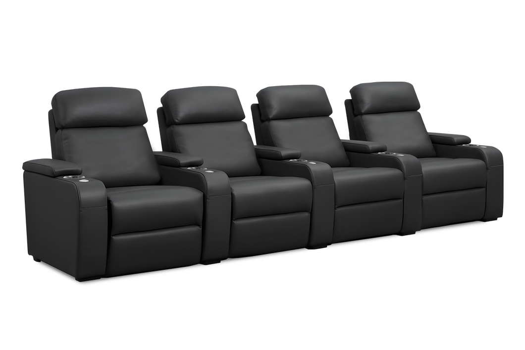 Valencia Bellagio Home Cinema Seating Power Recliner Row of 4, Black