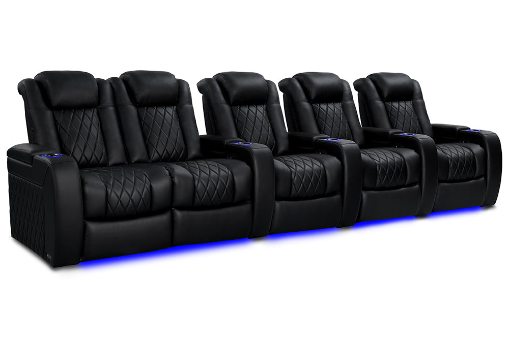 Valencia Tuscany Heat & Massage Home Theater Seating Row of 5 Loveseat Left Black