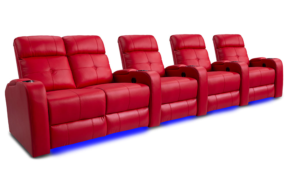 Valencia Verona Home Cinema Seating Row of 5 Loveseat Left Red