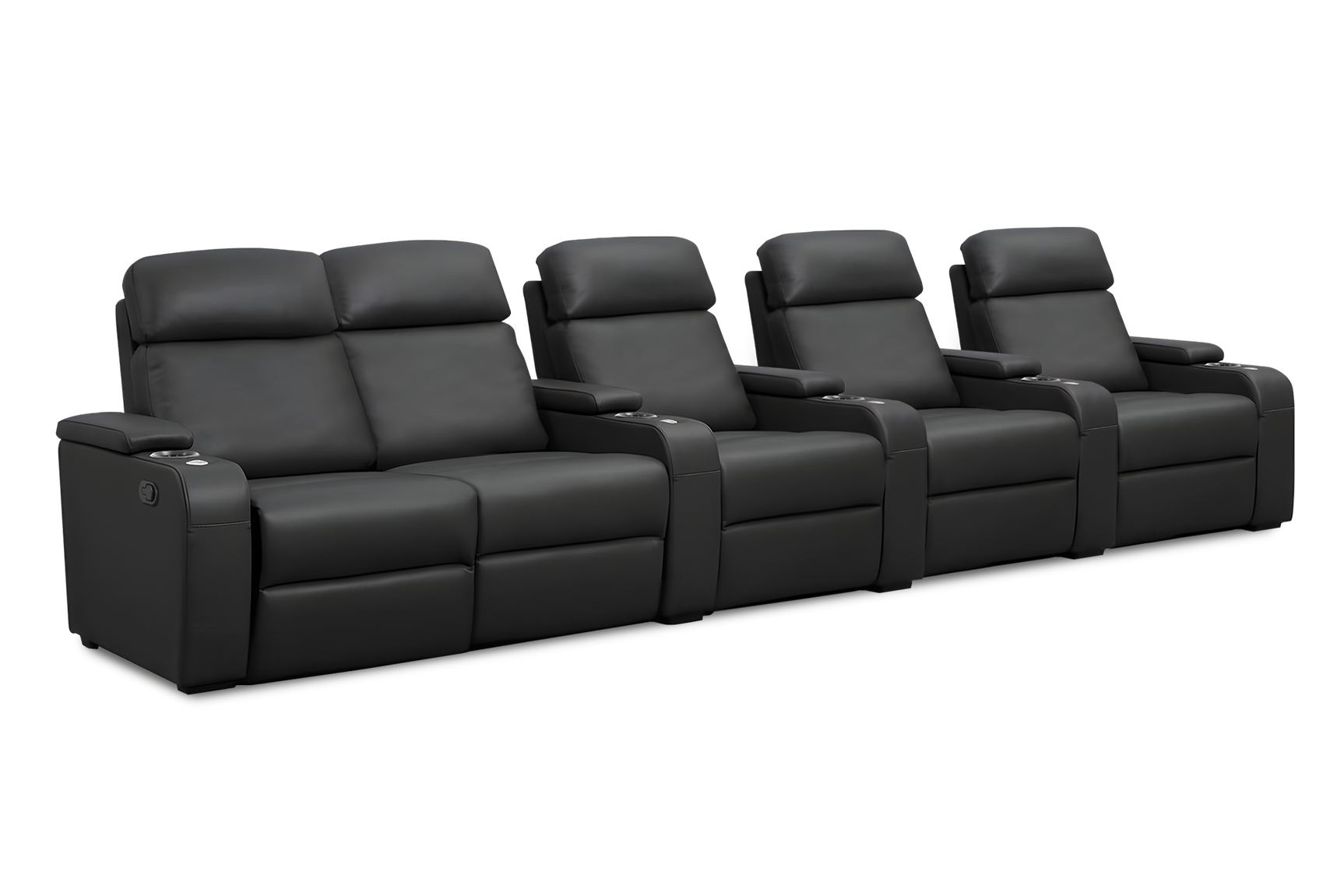 Valencia Bellagio Home Cinema Seating Manual Recliner Row of 5 Loveseat Left, Black