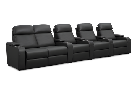 Valencia Bellagio Home Cinema Seating Power Recliner Row of 5 Loveseat Left, Black